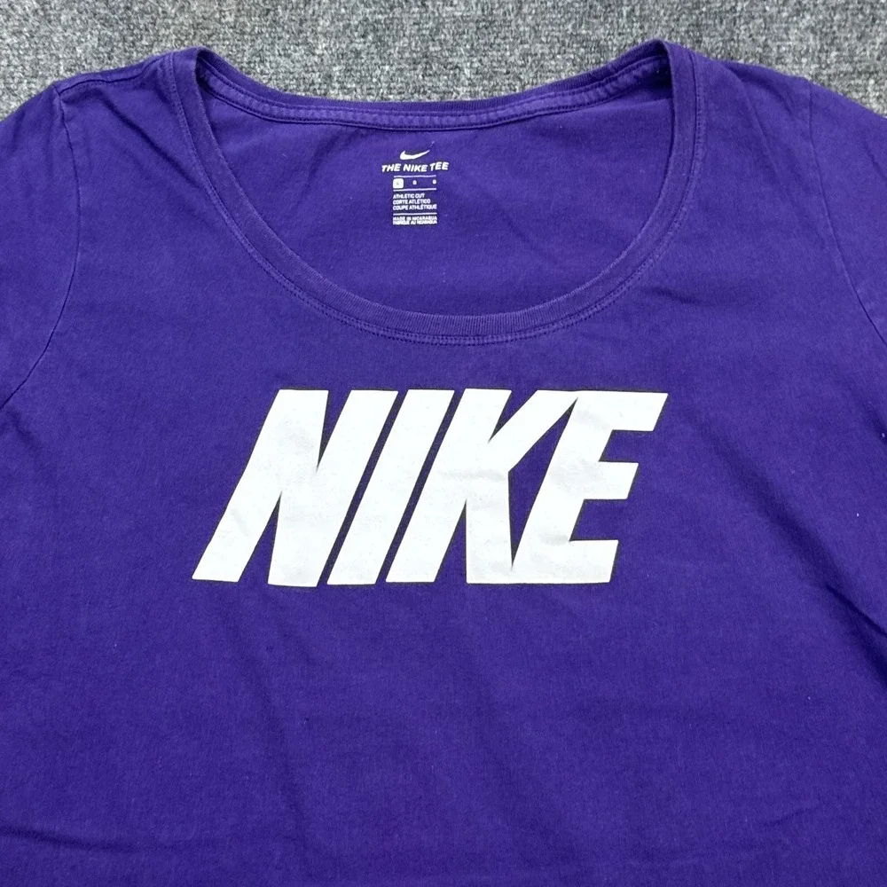 Nike Tee Shirt Top Womens Size Large Purple Center Logo Cotton‎ Athleisure